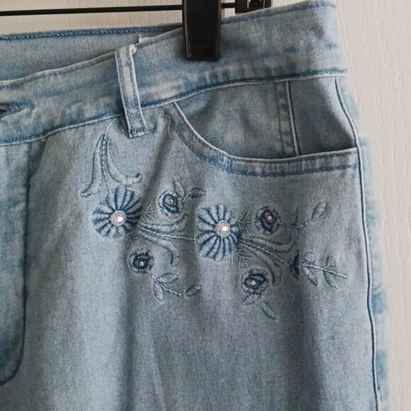 LAFEI- NIER Woman's Jeans Light Blue W Swarovski Crystals - Picture 2 of 16